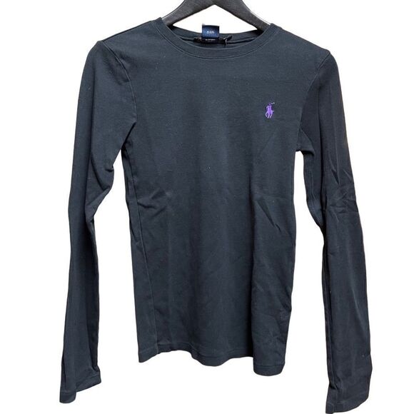 🌟70% OFF🌟Ralph Lauren Logo Black Long Sleeve Top - Picture 1 of 2